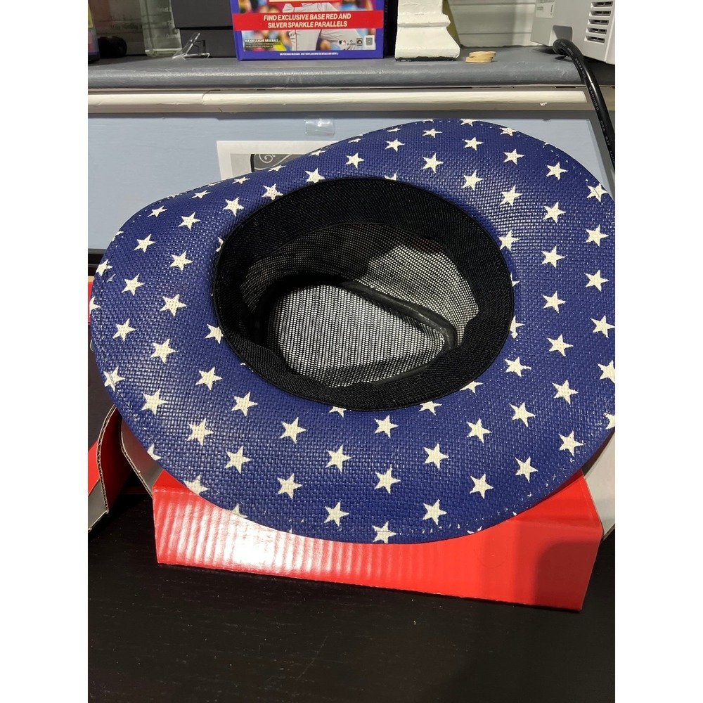 USA Flag Red White & Blue Stars & Stripes Western Cowboy Hat with S Patch - Picture 5 of 6